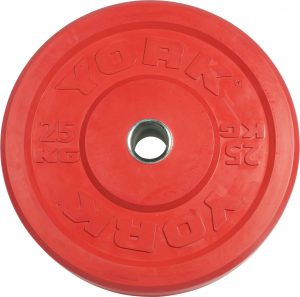 York Barbell Usa 25 Kg Red Rubber Training Bumper Plate