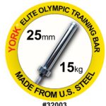 York Barbell Women’S 15 Kg York Barbell Olympic Training Bar – 25 Mm, Satin Chrome