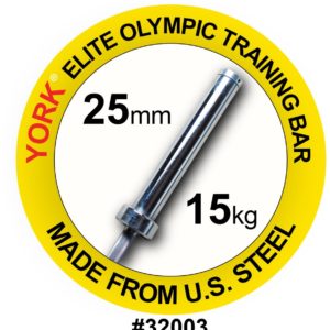 YORK Women's 15 kg YORK Olympic Training Bar - 25 mm, Satin Chrome