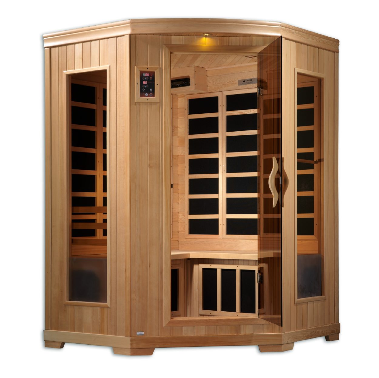 Golden Designs "Grand Series" 3-person Cornor Low EMF Far Infrared Sauna Canadian Hemlock