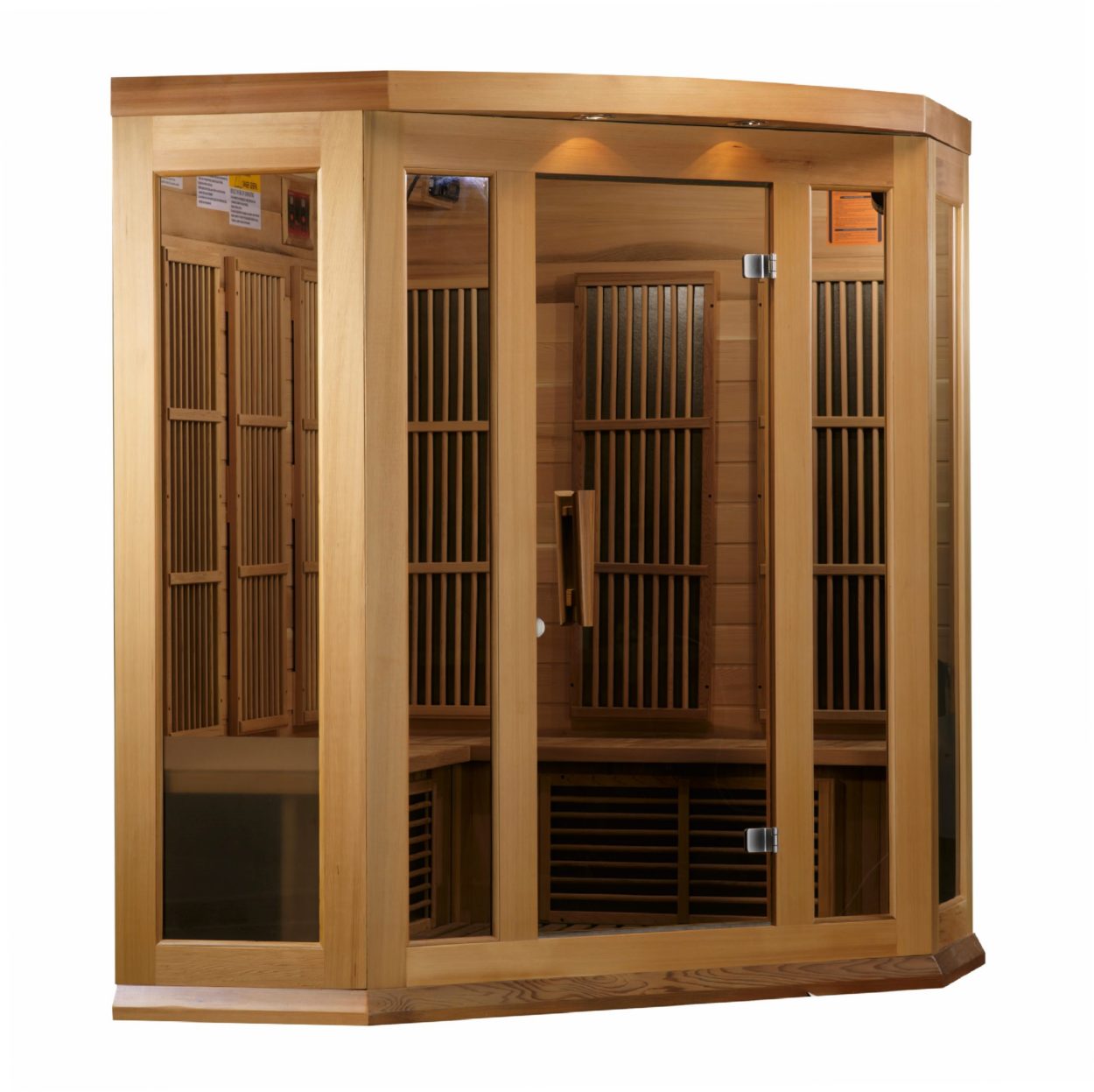 Maxxus 3 Per Low EMF FAR Infrared Carbon Corner Canadian Red Cedar Sauna