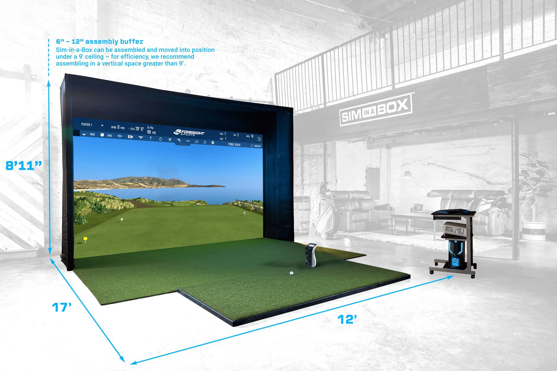 Foresight Sports Sim in a Box Birdie Plus Package Golf Simulator