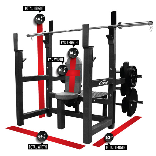 3156 Olympic Shoulder Bench with Plate Storage Dimensions