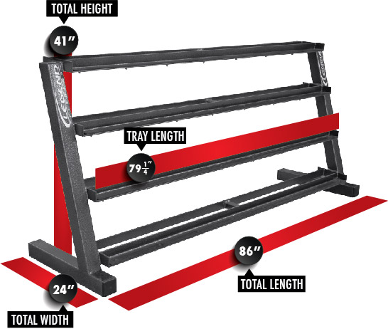 3239 Four-Tier Hex Head Dumbbell Rack Dimensions