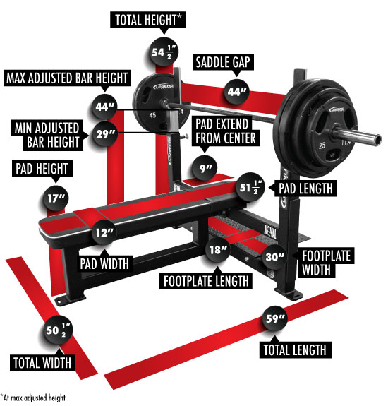 3906 Competition Flat Bench Press Dimensions
