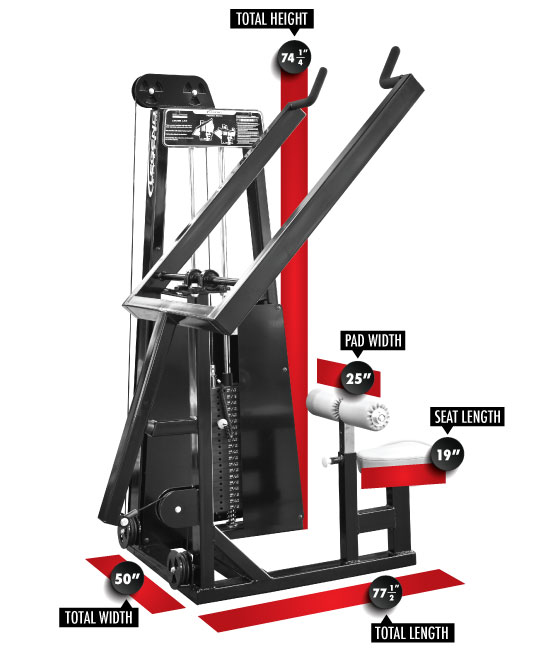 903 Lever Lat Pulldown Dimensions
