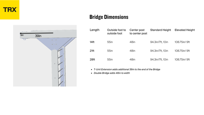 TRX Studio Line Bridge Dimensions